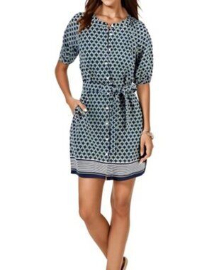 Women's Nautica Jean's XL Shirt Dress - Green/Navy/White